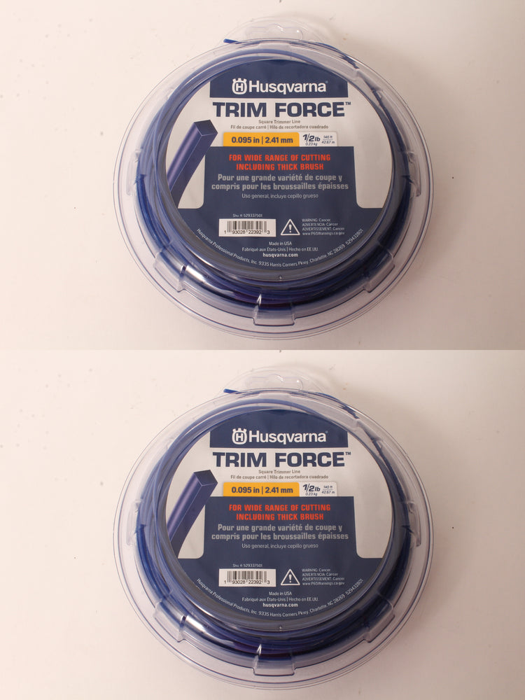 2 PK Genuine Husqvarna 529337501 Trim Force Square Trimmer Line 140' Spool .095"