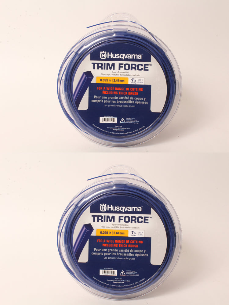 2 PK Husqvarna 529337502 Trim Force Square Trimmer Line 280ft Spool .095"