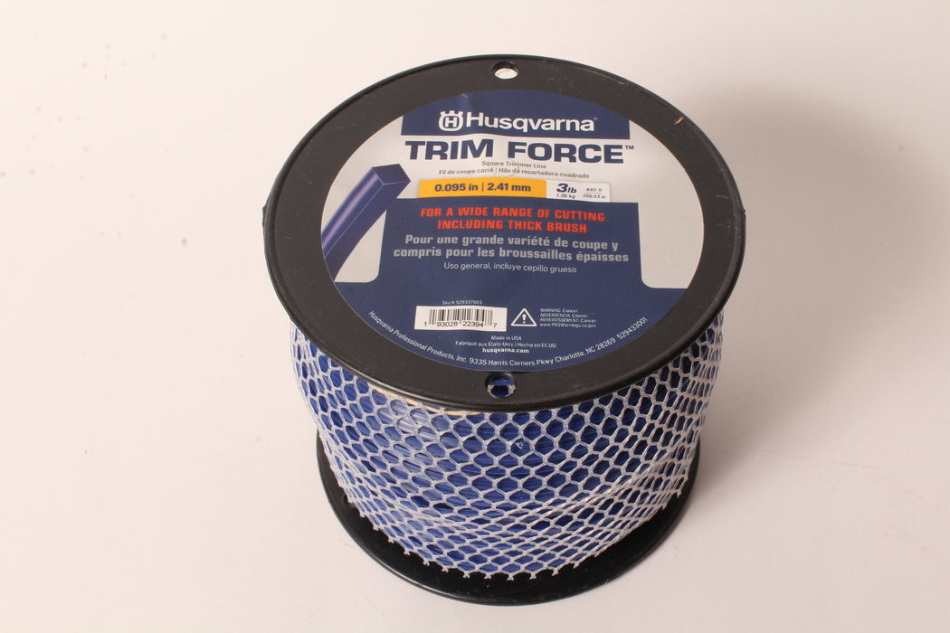 Genuine Husqvarna 529337503 Trim Force Square Trimmer Line 3lb 840ft Spool .095"