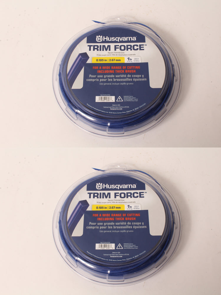 2 PK Genuine Husqvarna 529337512 Trim Force Square Trimmer Line 230' Spool .105"