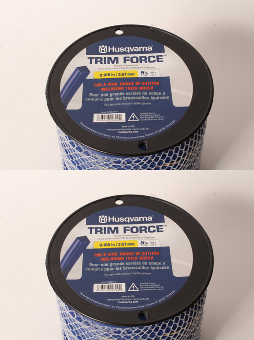 2 PK Husqvarna 529337514 Trim Force Square Trimmer Line 5lb 1168' Spool .105"