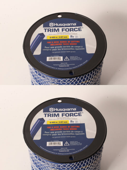 2 PK Husqvarna 529337514 Trim Force Square Trimmer Line 5lb 1168' Spool .105"