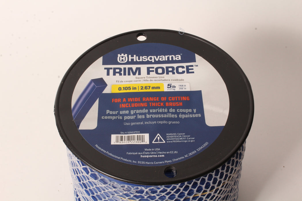 Genuine Husqvarna 529337514 Trim Force Square Trimmer Line 5lb 1168' Spool .105"