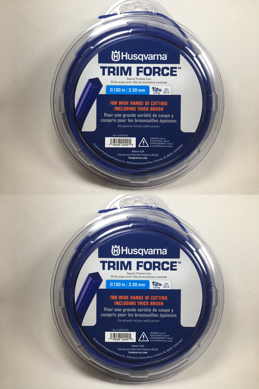 2 PK Genuine Husqvarna 529337521 Trim Force Square Trimmer Line 76' Spool .130"