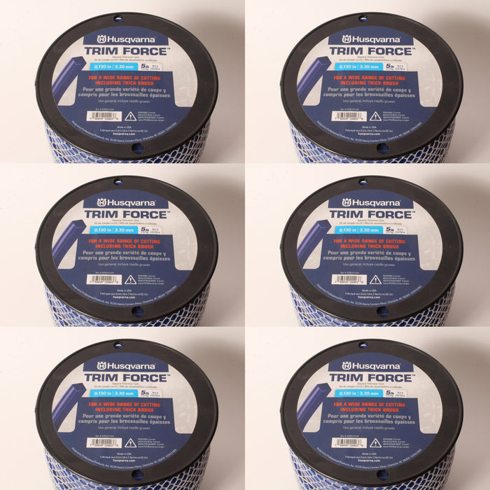 6 PK Husqvarna 529337524 Trim Force Square Trimmer Line 5lb 763' Spool .130"