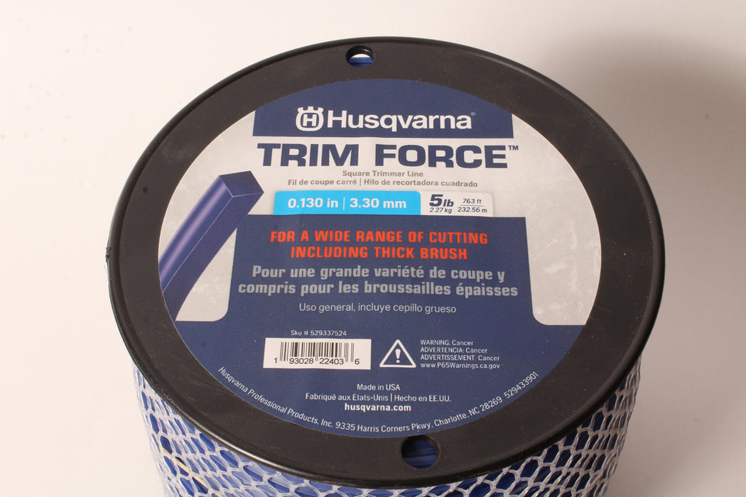 Genuine Husqvarna 529337524 Trim Force Square Trimmer Line 5lb 763' Spool .130"