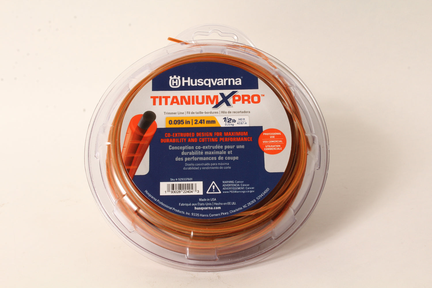 Husqvarna 529337601 Titanium XPro Round Trimmer Line 140' 1/2lb Spool .095"