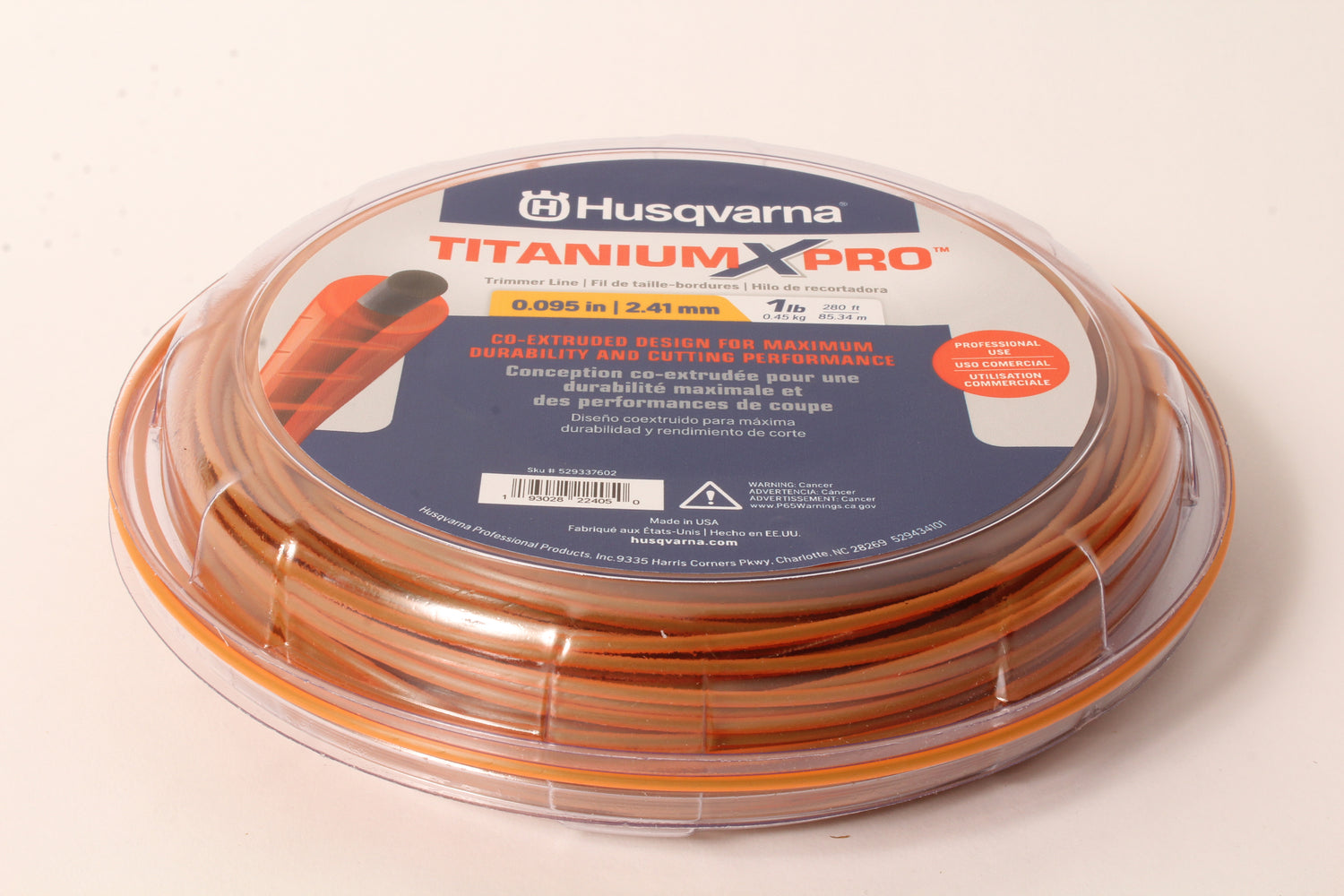 Husqvarna 529337602 Titanium XPro Round Trimmer Line 280' 1lb Spool .095"