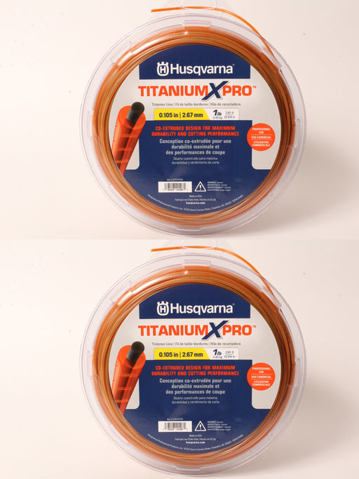 2 PK Husqvarna 529337612 Titanium XPro Round Trimmer Line 230' 1lb Spool .105"