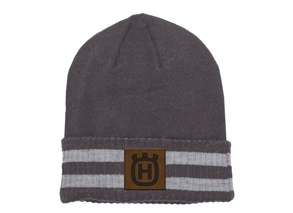 Husqvarna 529455101 Stuga Beanie 100% Acrylic Faux Leather Patch Crown H Logo