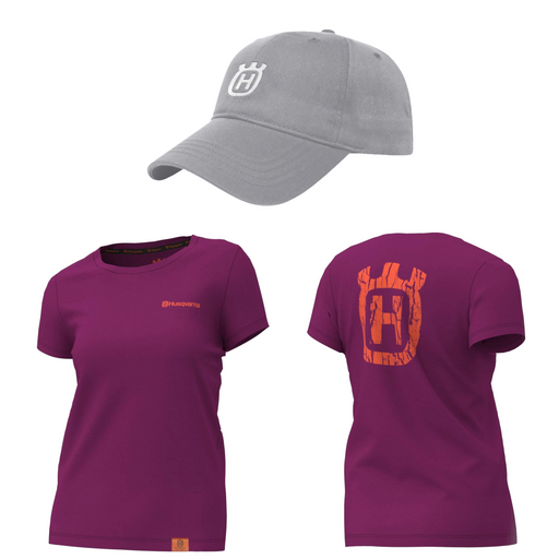 Husqvarna Women's XS Trad Short-Sleeve T-Shirt + Soka Adjustable Hat Low Profile