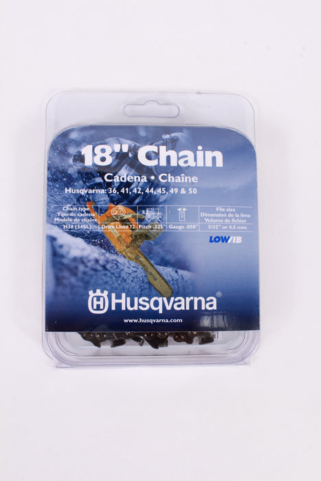 Genuine Husqvarna 531300552 18" .325" .058 72 DL H38 Saw Chain Loop