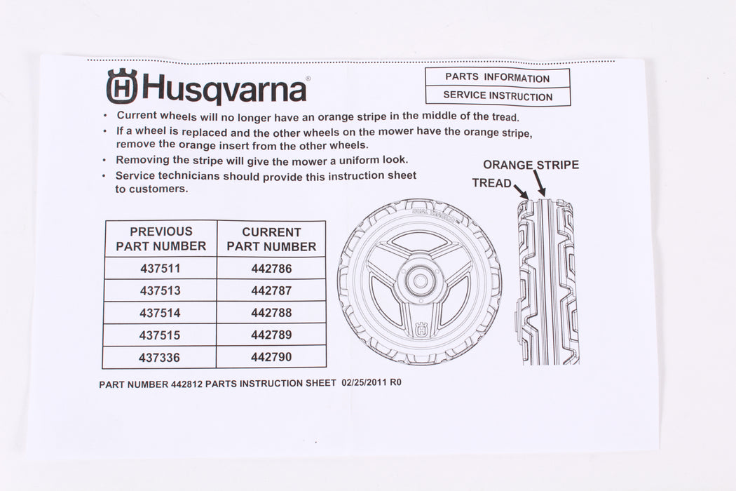 2 Pack Genuine Husqvarna 532442855 8" Wheel Kit Replaces 442787X460 442855