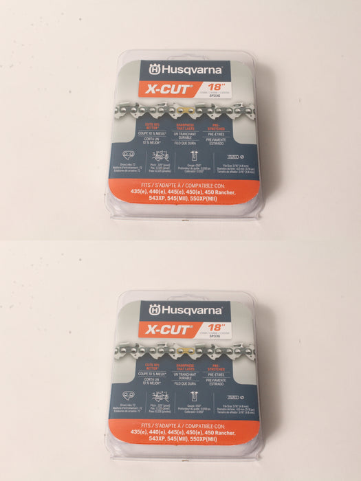 2 Pack Husqvarna 581643603 18" SP33G .325" .050 72 DL CS X-Cut Saw Chain Loop