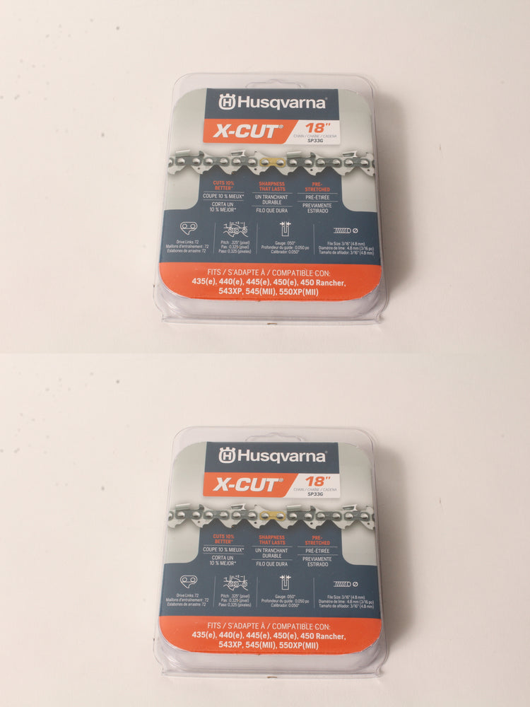2 Pack Husqvarna 581643603 18" SP33G .325" .050 72 DL CS X-Cut Saw Chain Loop
