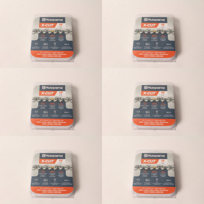 6 Pack Husqvarna 581643603 18" SP33G .325" .050 72 DL CS X-Cut Saw Chain Loop