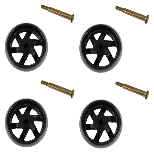 4 Pack Genuine Husqvarna 589527301 & 596434404 Deck Gauge Wheel & Bolt Kit