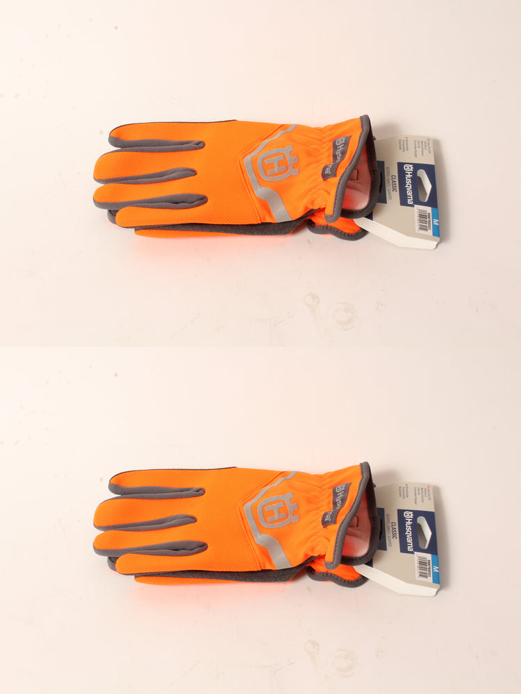 2 Pack Husqvarna 589752001 Medium Classic Work Gloves High-Viz Lightweight