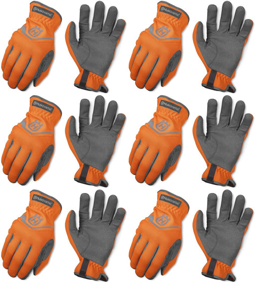 6 Pack Husqvarna 589752002 Large Classic Work Gloves High-Viz Lightweight