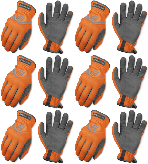 6 Pack Husqvarna 589752002 Large Classic Work Gloves High-Viz Lightweight