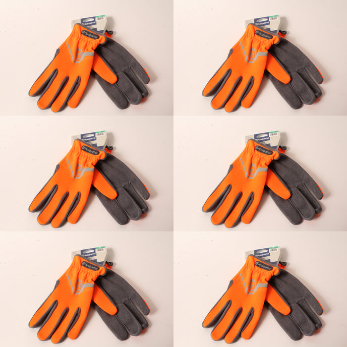 6 Pack Husqvarna 589752003 X-Large Classic Work Gloves High-Viz Lightweight