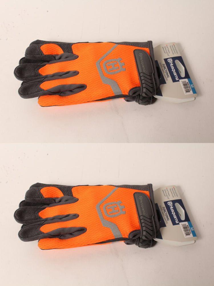 2 Pack Husqvarna 589752101 Med Functional Work Gloves D30 Palm Padding High-Viz