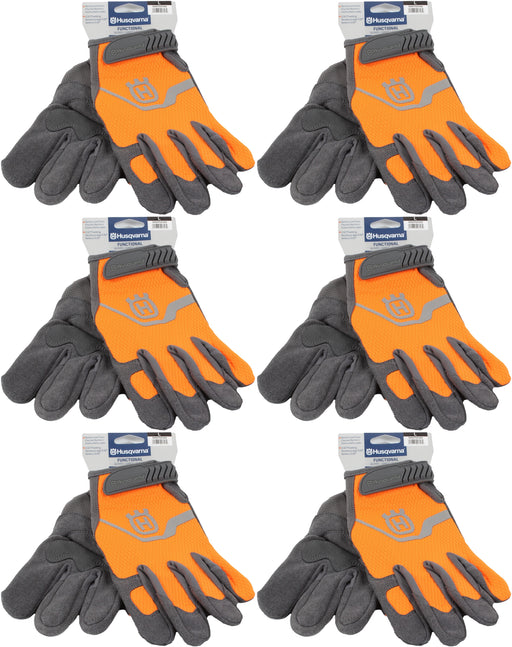 6 PK Husqvarna 589752102 L Technical Work Gloves DuraHide D30 Padding High-Viz