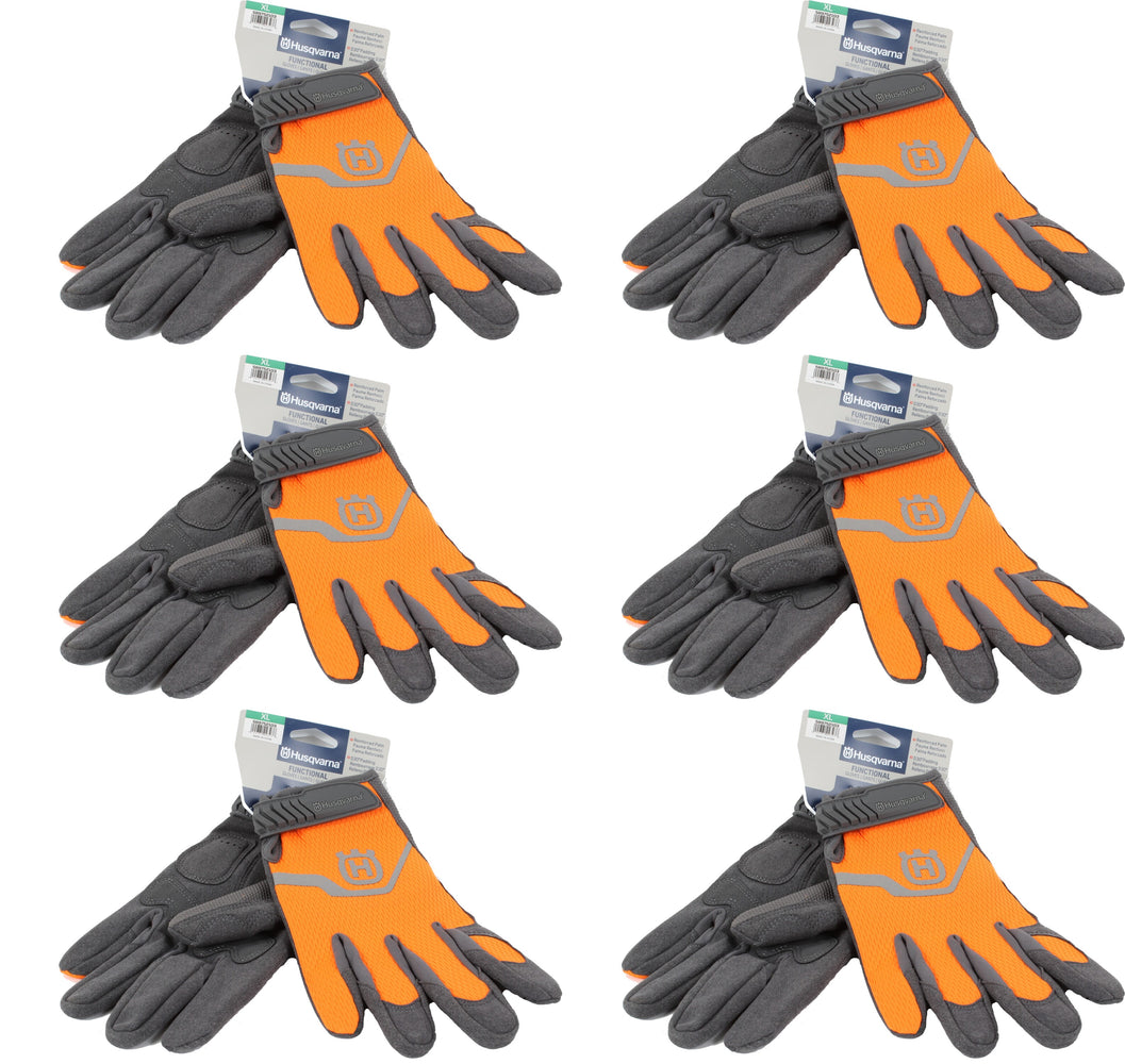 6 PK Husqvarna 589752103 XL Technical Work Gloves DuraHide D30 Padding High-Viz