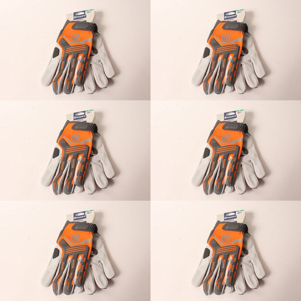 6 PK Husqvarna 589752203 XL Technical Work Gloves DuraHide D30 Padding High-Viz