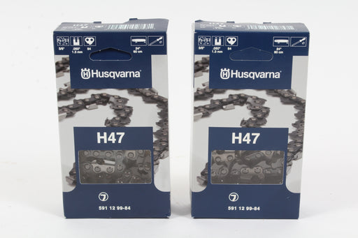 2 Pack Husqvarna 591129984 24" 3/8 .050 84DL Chainsaw Chain Loop H47 501842684