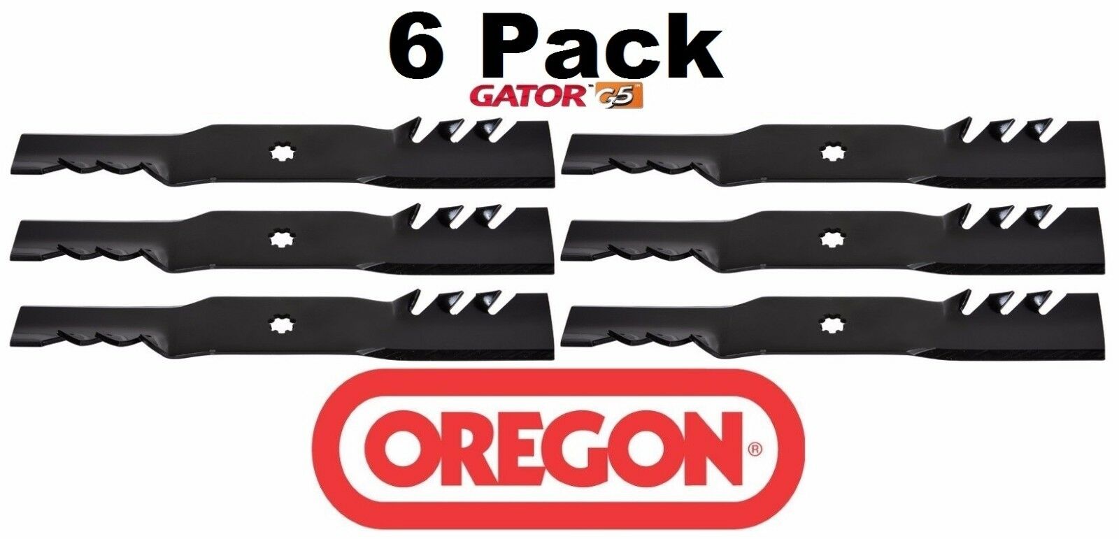 6 Pack Oregon 592-615 G5 Gator Mulcher Blade for John Deere GX22151 GY20850 42"