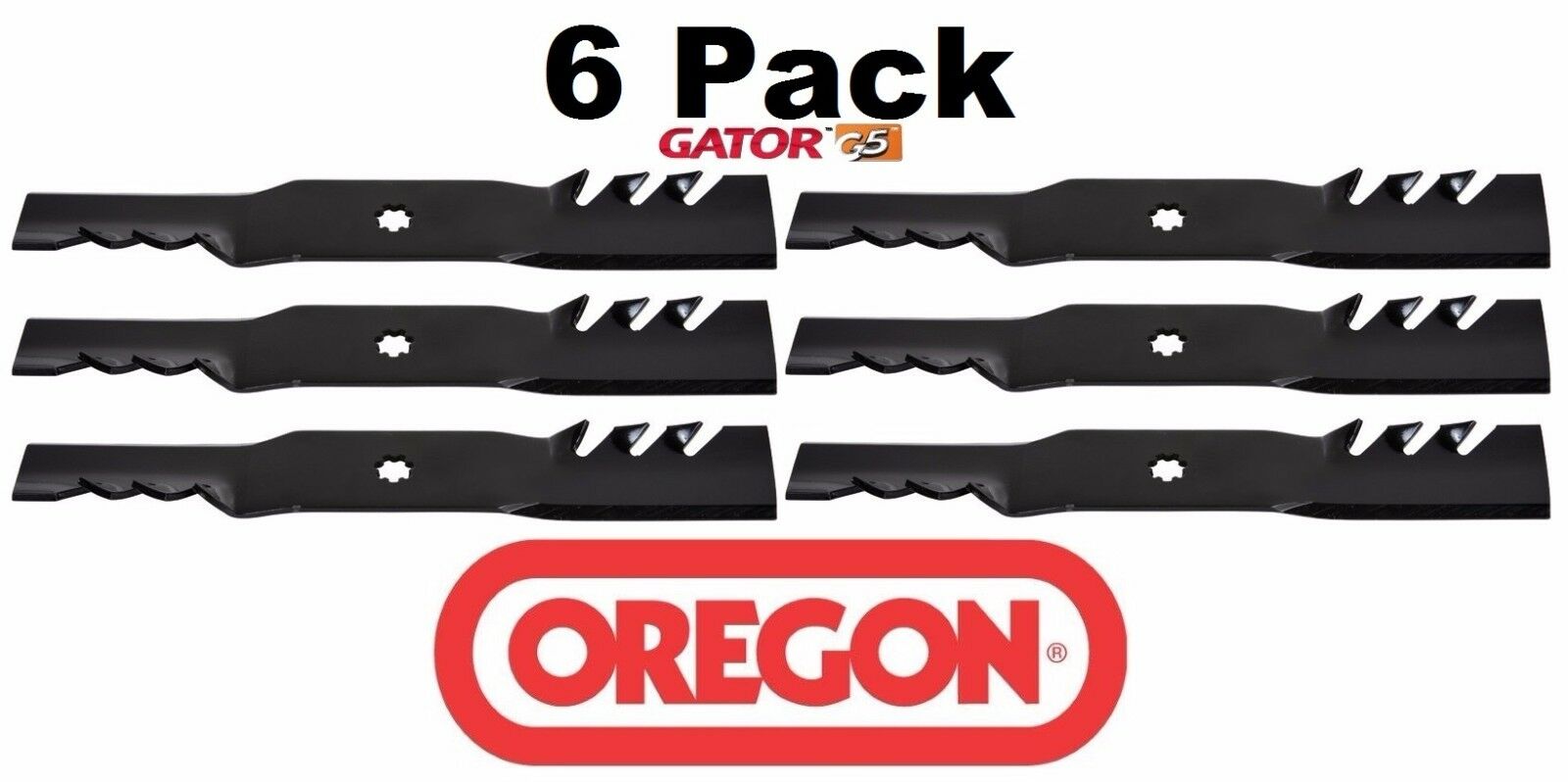 6 Pack Oregon 592-617 G5 Gator Mulcher Blade for John Deere GX21380 GY20679 54"