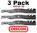 3 Pack Oregon 596-323 G5 Gator Mulcher Mower Blade for Bunton Goodall PL7329 50"