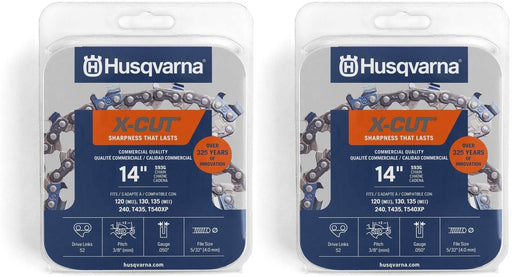 2 Pack Husqvarna 597469552 14" S93G 3/8" MINI .050 52 CS X-Cut Saw Chain Loop