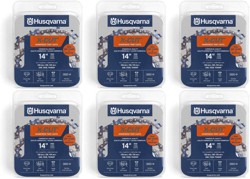 6 Pack Husqvarna 597469552 14" S93G 3/8" MINI .050 52 CS X-Cut Saw Chain Loop