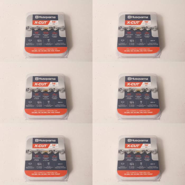 6 Pack Husqvarna 597469556 16" S93G 3/8" MINI .050 56 CS X-Cut Saw Chain Loop