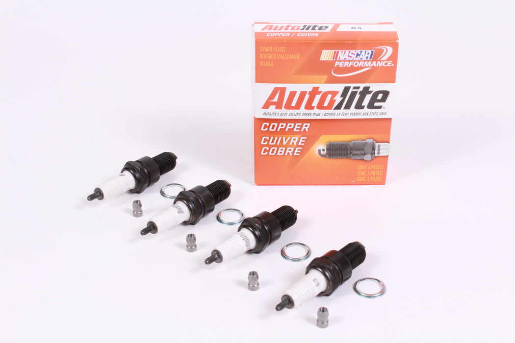 Box of 4 Genuine Autolite 63 Copper Resistor Spark Plugs