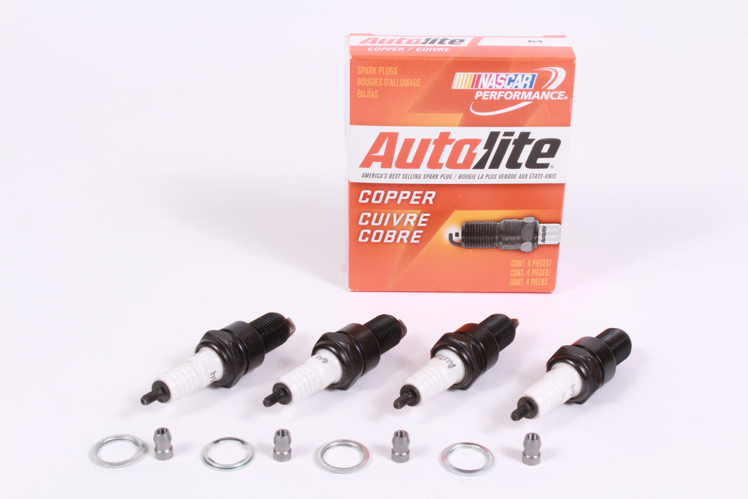 Box of 4 Genuine Autolite 64 Copper Resistor Spark Plugs