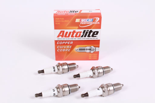 Box of 4 Genuine Autolite 65 Copper Resistor Spark Plugs