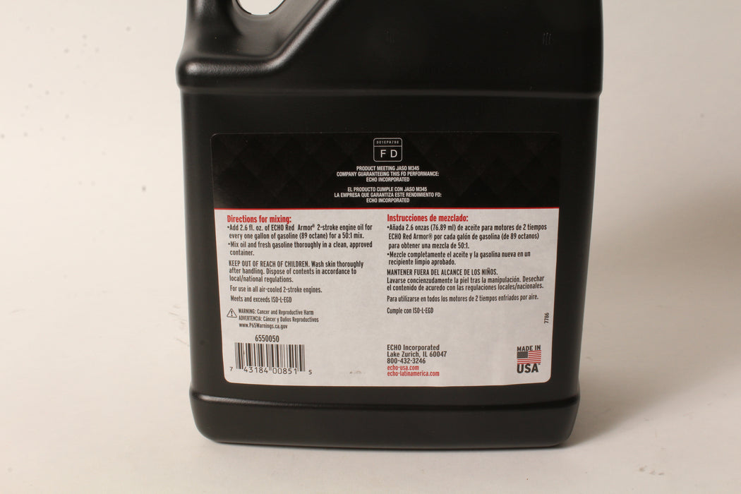 Echo 6550050 Red Armor 1 Gallon 2-Cycle Oil Blend Mix 50:1 Makes 50 Gallons