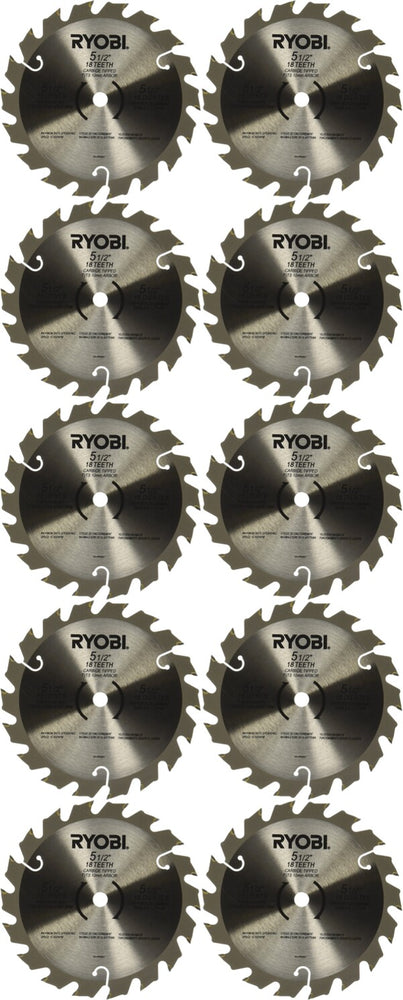 10 Pack Ryobi 6797329 5-1/2" 18T Carbide Tip Saw Blade 10mm Arbor D150 x 1.5mm