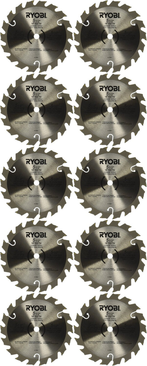 10 Pack Ryobi 6797329 5-1/2" 18T Carbide Tip Saw Blade 10mm Arbor D150 x 1.5mm