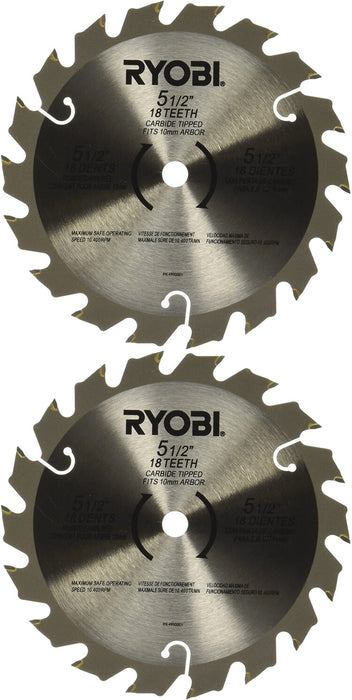 2 Pack Ryobi 6797329 5-1/2" 18T Carbide Tip Saw Blade 10mm Arbor D150 x 1.5mm