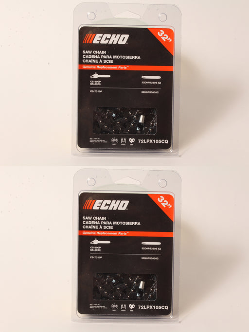 2 PK Genuine Echo 72LPX105CQ 32" .050" 3/8" 105 DL Chainsaw Chain Loop