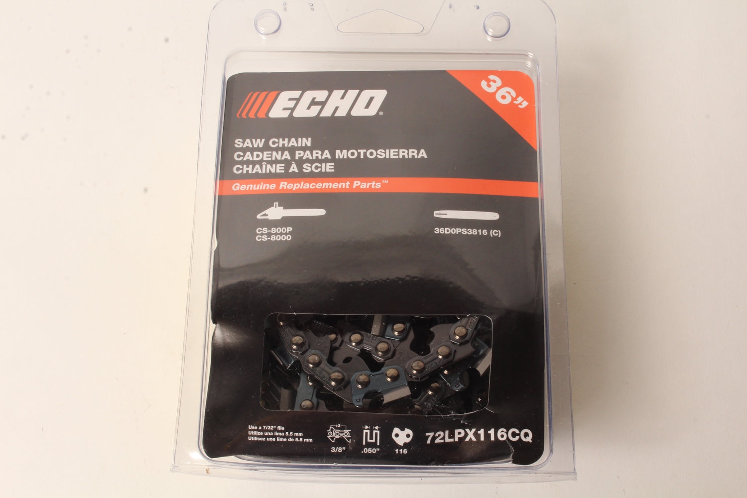 Genuine Echo 72LPX116CQ 36" 3/8" .050" 116DL Saw Chain Loop CS800P CS8000