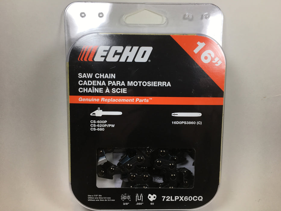 Genuine Echo 72LPX60CQ 16" .050" 3/8" 60 DL Chainsaw Chain Loop OEM