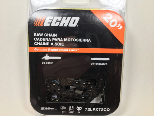 Genuine Echo 72LPX72CQ 20" .050" 3/8" 72 DL Chainsaw Chain Loop OEM