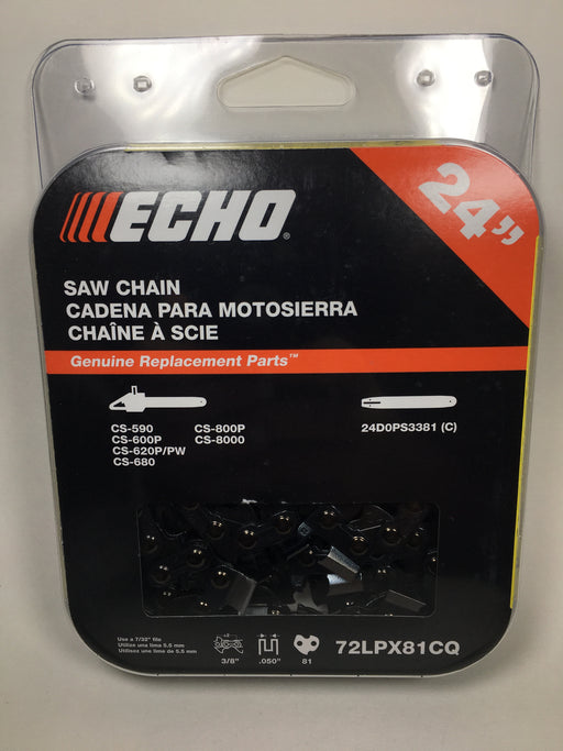 Genuine Echo 72LPX81CQ 24" .050" 3/8" 81 DL Chainsaw Chain Loop OEM