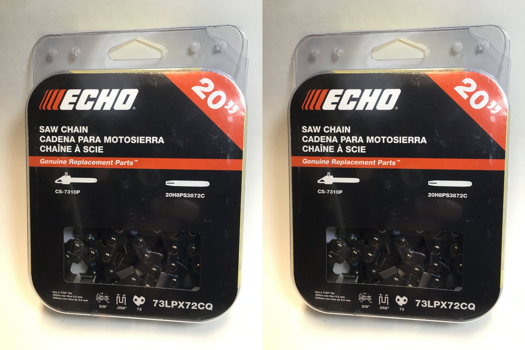 2 PK Genuine Echo 73LPX72CQ 20" .058" 3/8" 72 DL Chainsaw Chain Loop