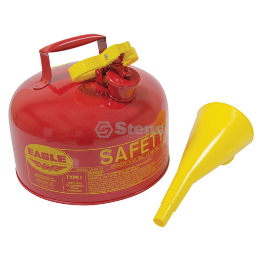Stens 765-184 Metal Safety Fuel Can Eagle 2 Gallon With Funnel